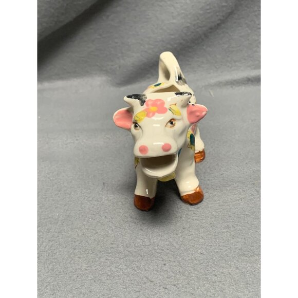 Vintage Cow-Shaped Creamer with Floral Design & "Cream" Label - Picture 5 of 11